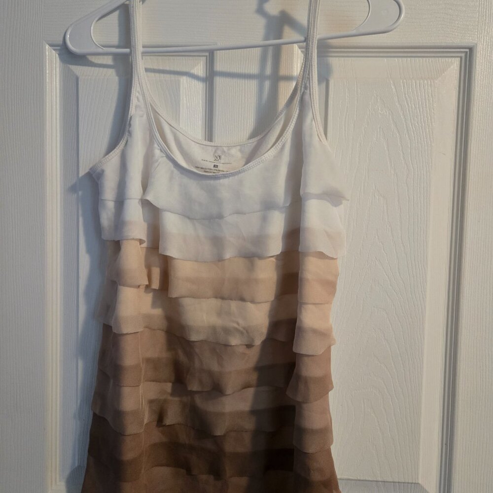 COPY - tank top cotton ombre spaghetti strap tiered ruffle white brown